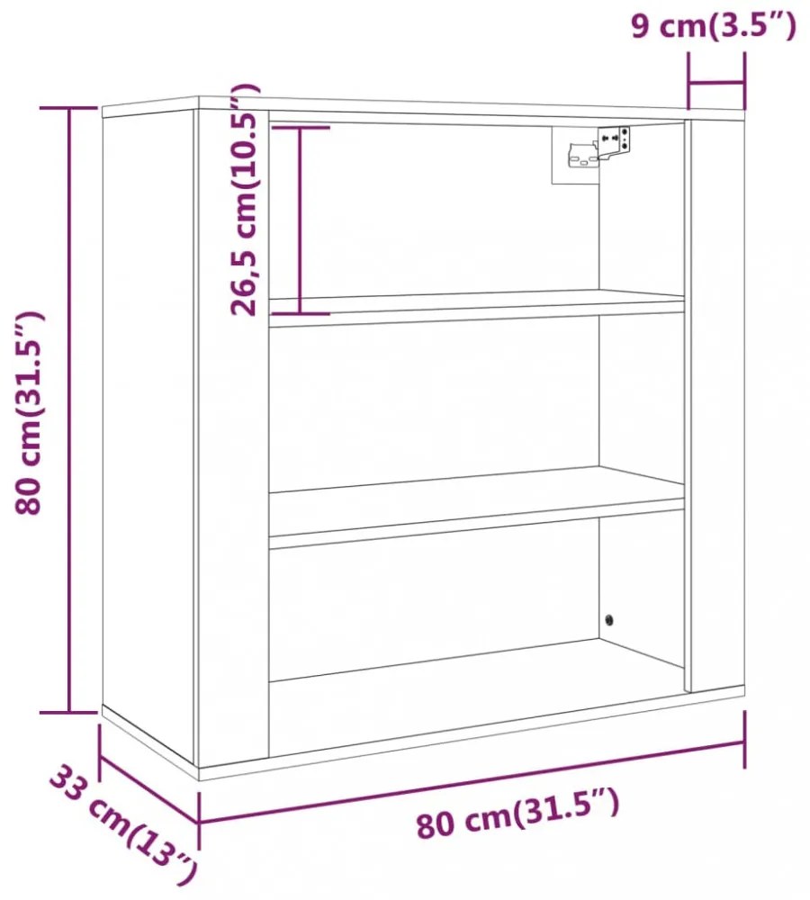 betonszürke szerelt fa faliszekrény 80 x 313 x 80 cm