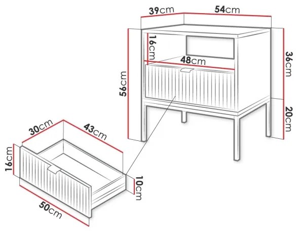 Éjjeliszekrény NOVA 56x54 cm szürke/fekete