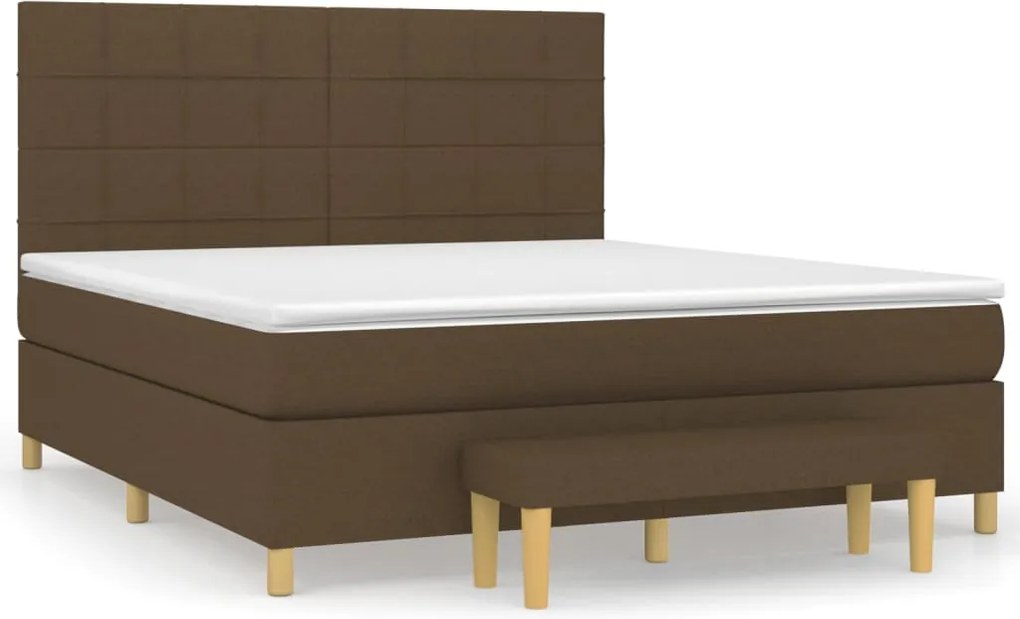 vidaXL sötétbarna szövet rugós ágy matraccal 160 x 200 cm