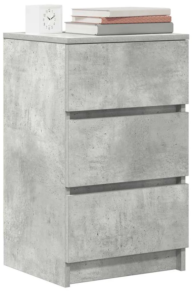 betonszürke éjjeliszekrény 3 fiókos 39x35x65 cm
