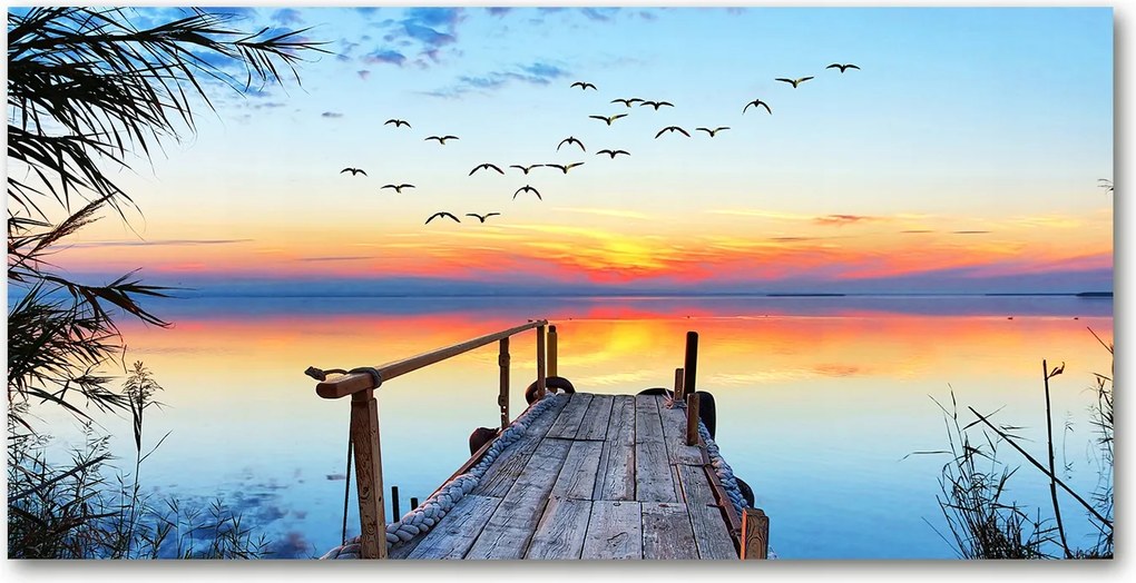 Fotó üvegkép Móló a tóparton 140x70