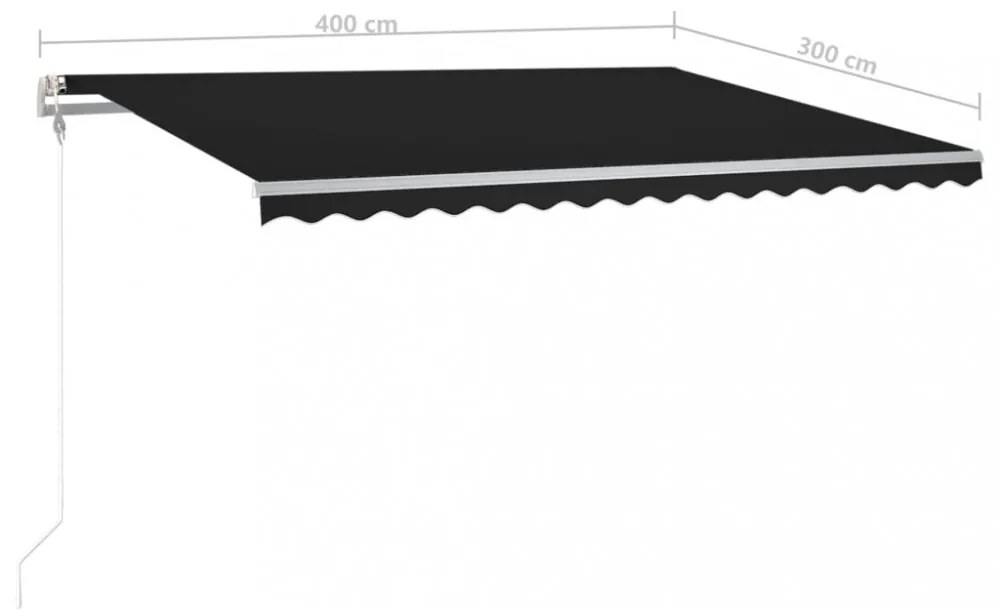 antracitszürke kézzel kihúzható LED-es napellenző 4x3 m