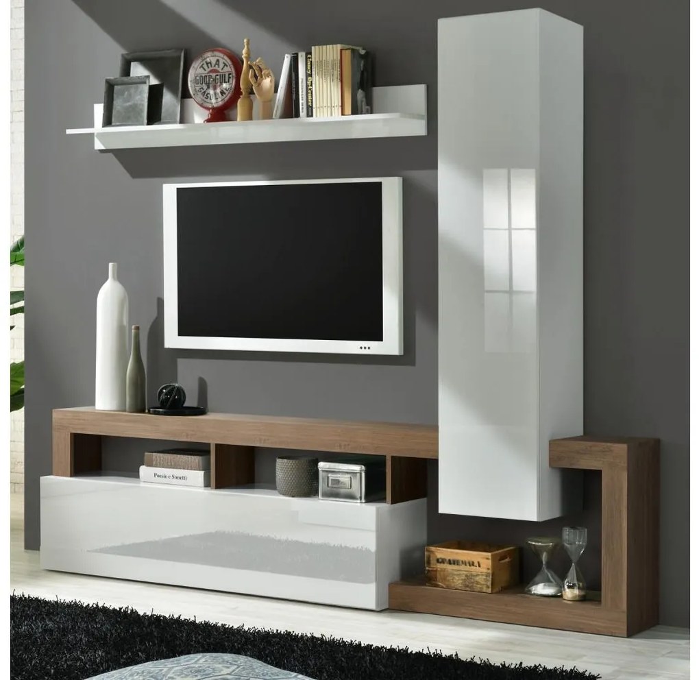 LENOR nappali szekrénysor fehér/tölgy