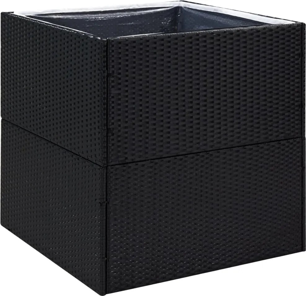 vidaXL fekete polyrattan kerti ültetőláda 80x80x80 cm