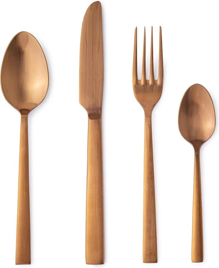 Rézszínű rozsdamentes acél négyszemélyes evőeszköz készlet 16 db-os Hestia – Bizzotto