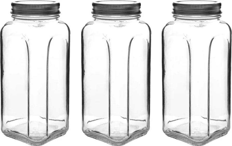 3 részes üveg tárolóedény készlet 980 ml