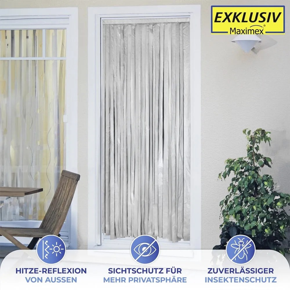 Fekete-ezüstszínű termo függöny ajtóra 90x200 cm – Maximex