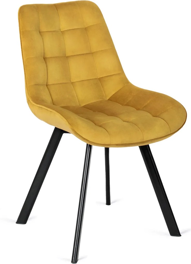 Szék mustársárga színben, bársony kárpittal. RICK