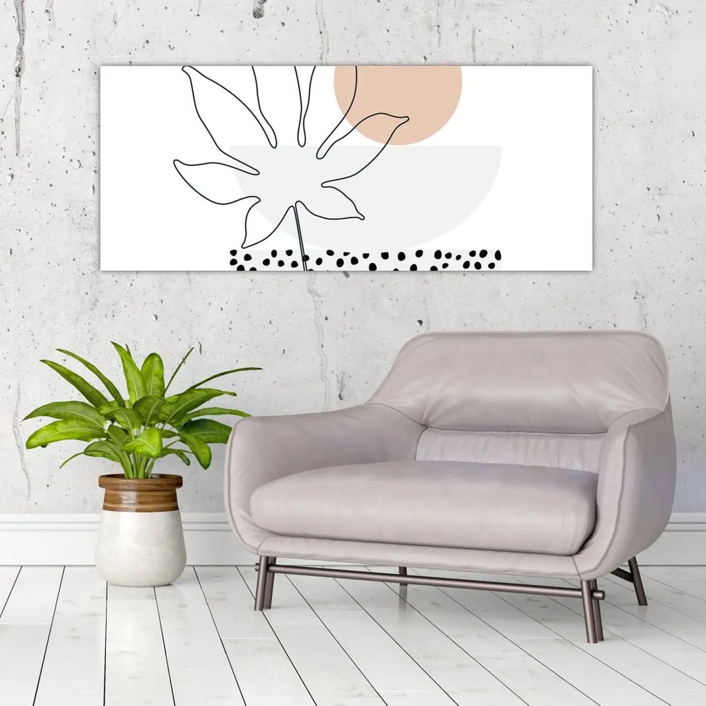 Kép - Vonal művészet virágok N⁰3 (120x50 cm)