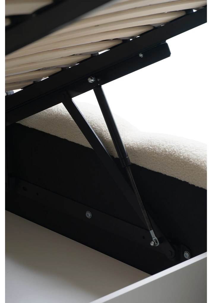 Aura kárpitozott ágy ágyneműtartóval 160x200 cm - világos bézs Quelle 02 bouclé