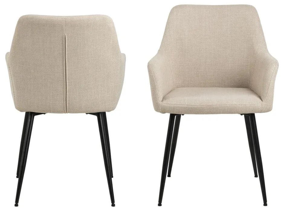 Bézs kárpitozott karfás étkezőfotel szett 2 db-os Lizzy – Actona