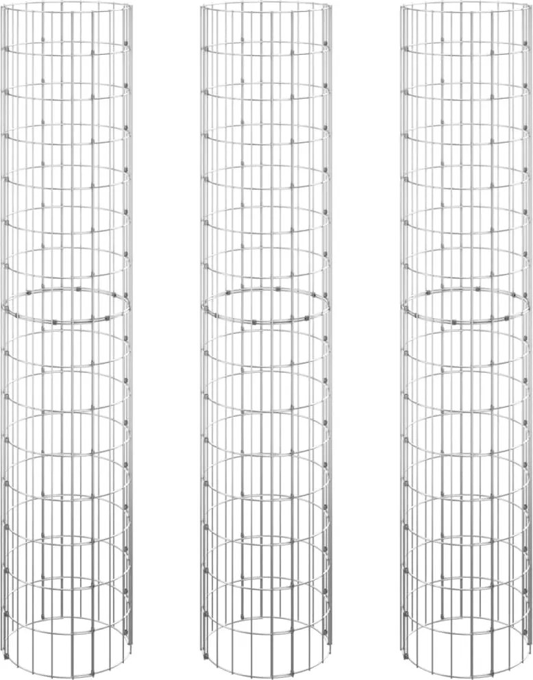 vidaXL 3 db kör alakú horganyzott acél gabion magaságyás Ø30 x 150 cm