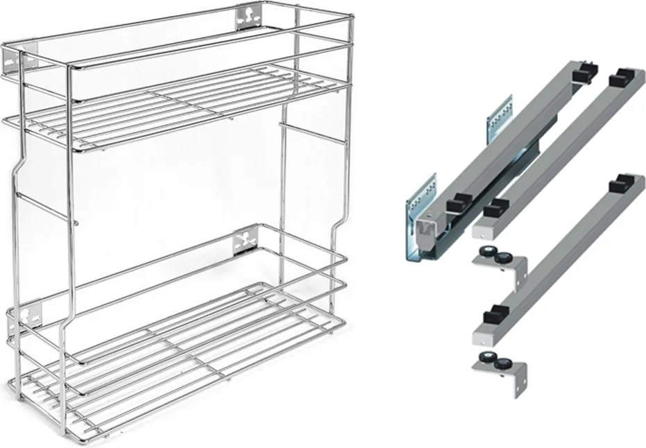 Cargo oldalsó szekrény bal 20cm 200 effekt króm 2p Rejs Push teljes kihúzás