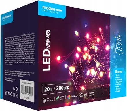 Karácsonyfa fényfüzér 200 Led 20M többszínű