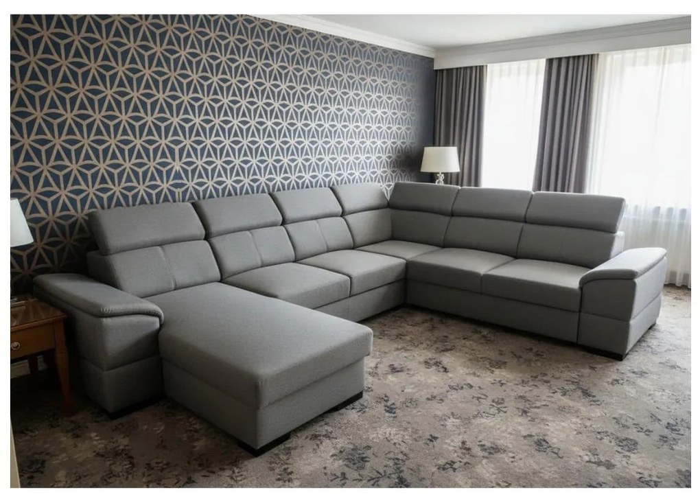 Kihúzható ülőgarnitúra univerzális U-alakú sarokkal és tárolóval GRANADA sötétszürke