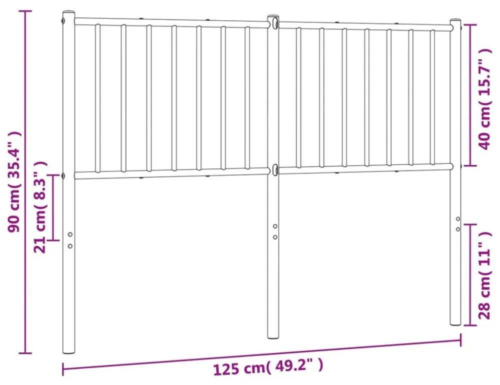 fehér fém fejtámla 120 cm