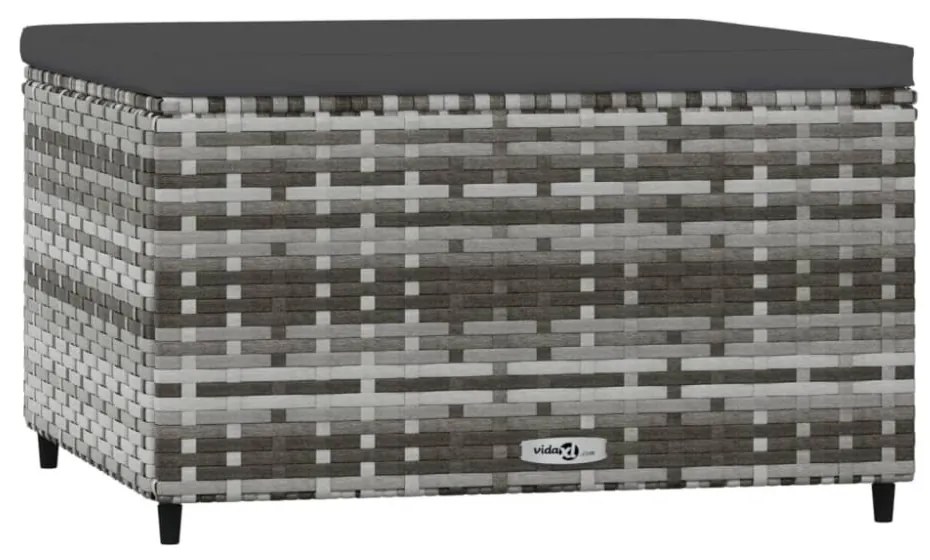 2 db szürke polyrattan kerti lábtartó párnával