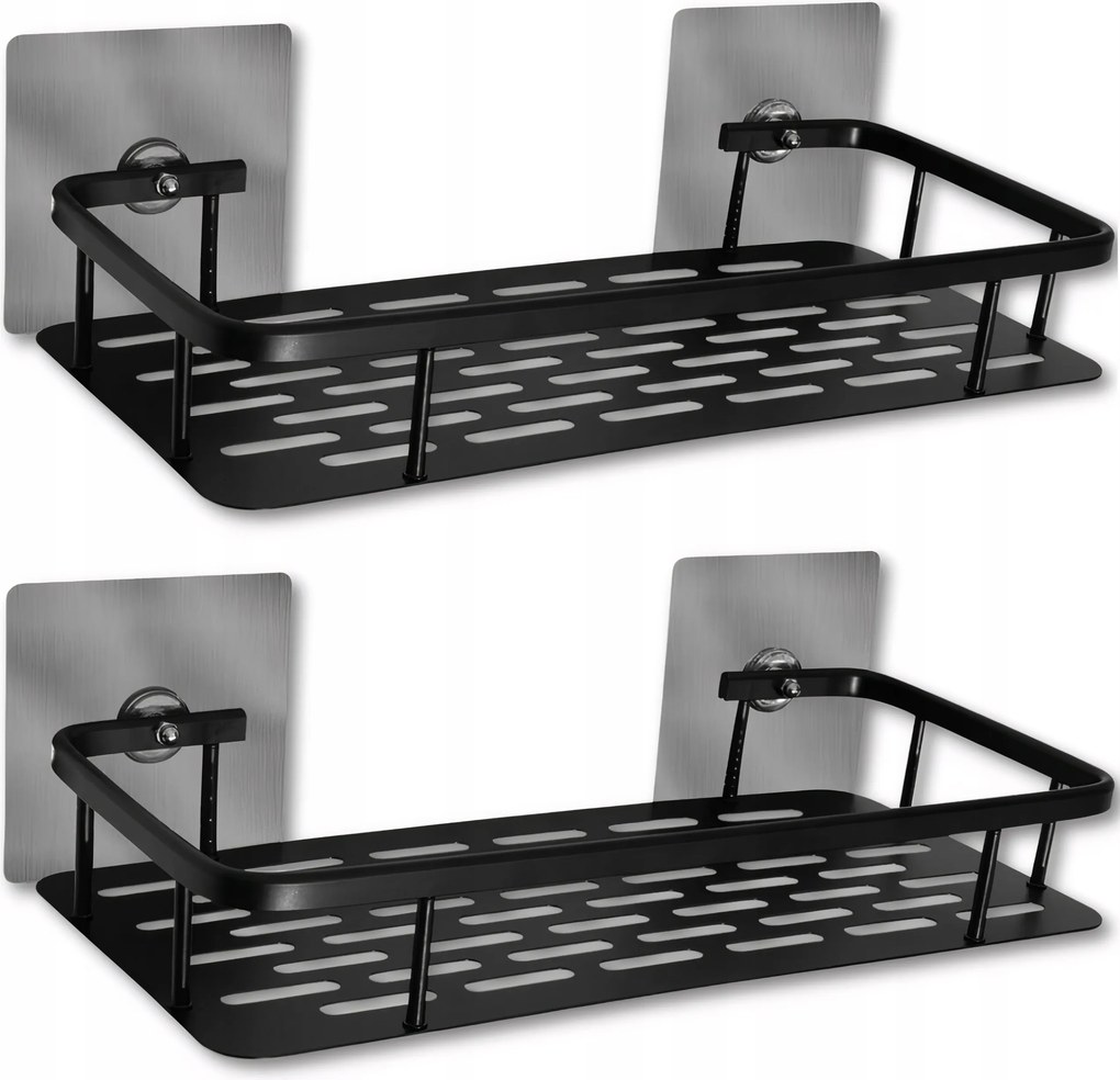 Fürdőszoba polc fekete zuhany fürdőszoba konyha öntapadós loft