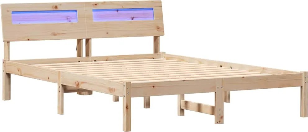 vidaXL Ágykeret fejtámlával Barna 135 x 190 cm Tömör fenyőfa