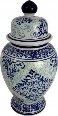 Kerámia tartály Amfora fehér kék sötétkék Váza váza ginger urna