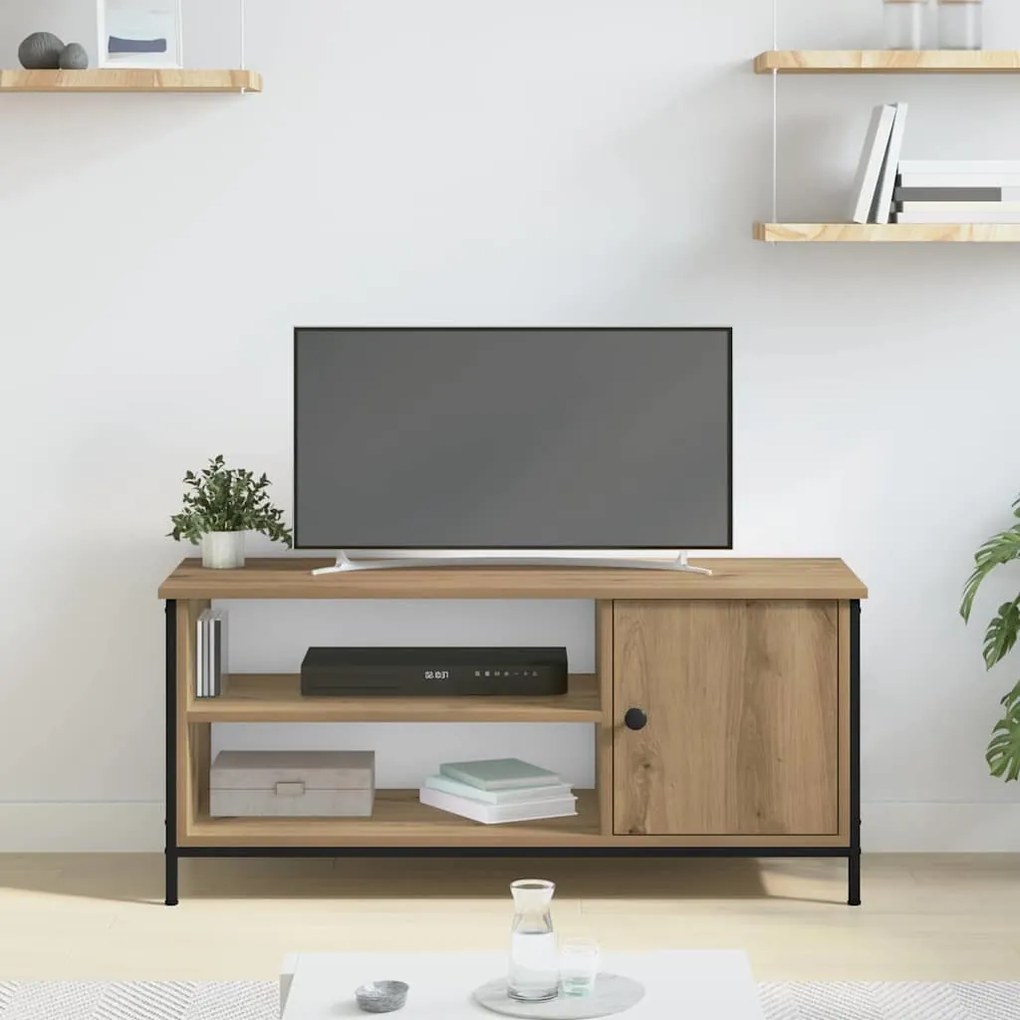 TV szekrény kézműves tölgy 100 x 40 x 45 cm Faanyag