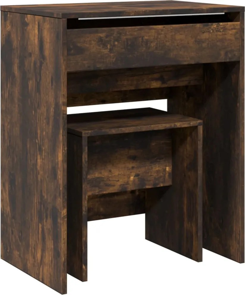 vidaXL füstös tölgy színű fésülködőasztal és ülőke 60x40x113,5 cm