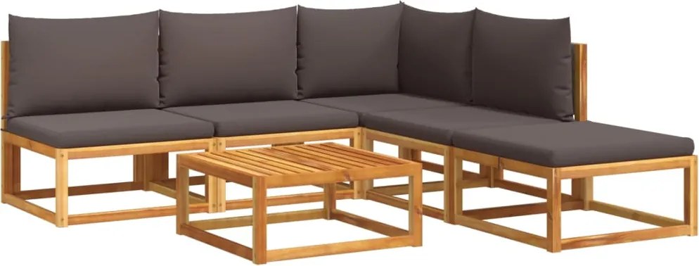 vidaXL 6 darabos akácfa és rattan kerti kanapégarnitúra párnákkal