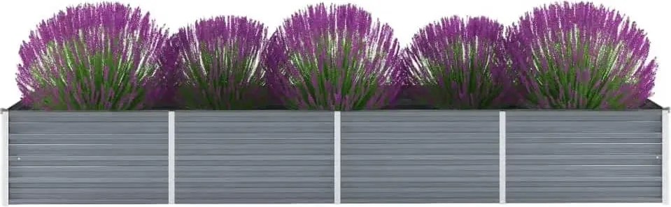 vidaXL szürke horganyzott acél kerti magaságyás 320 x 80 x 45 cm