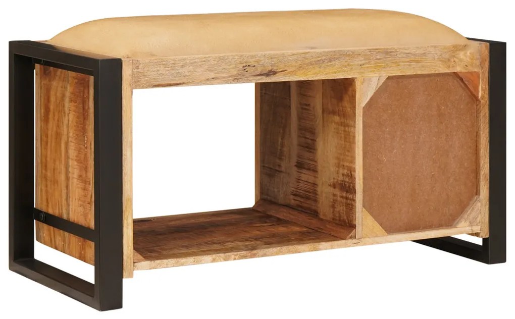 Tároló pad vászonnal 80x35x40 cm Tömör durva mangófából
