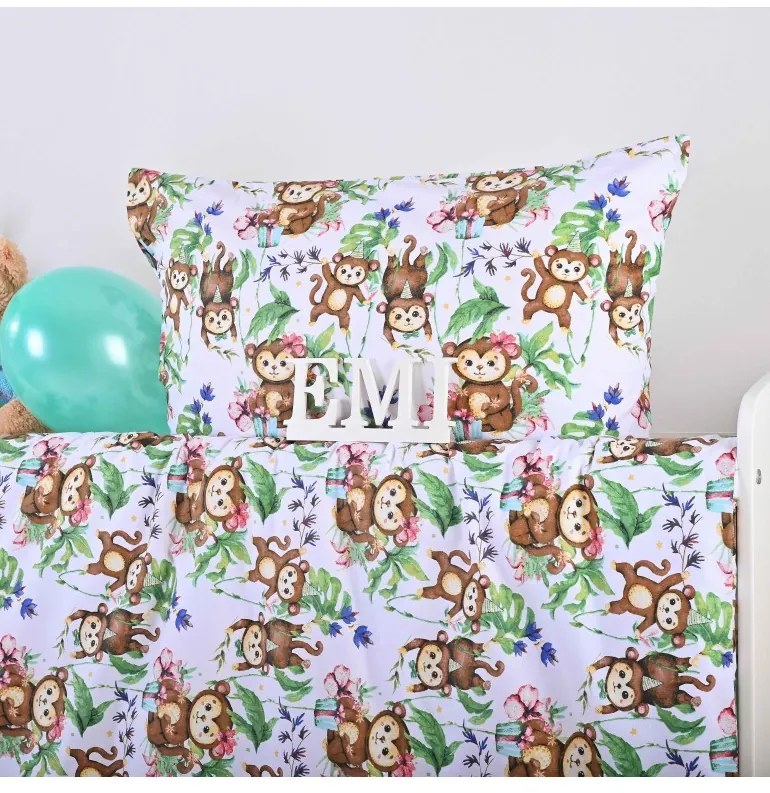 EMI Majmok gyermek pamut ágyneműhuzat, Gyerekgarnitúra 90x130 + 45x65