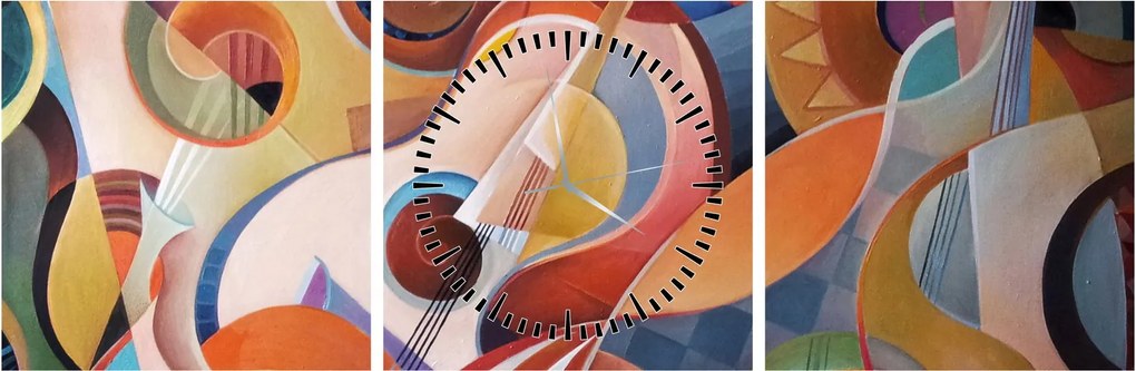 Kép - Zenei absztrakt (órával) (90x30 cm)