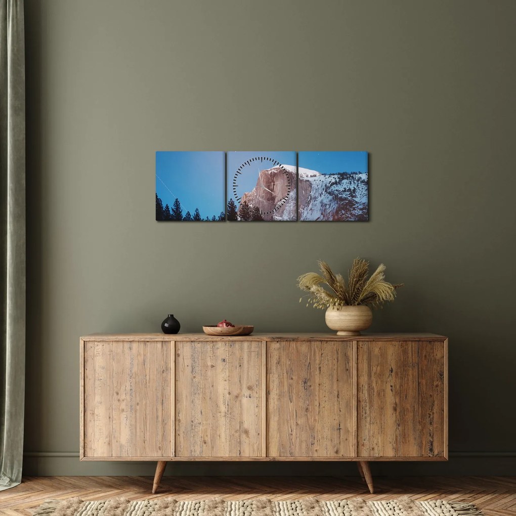 Kép - Éjszakai hegycsúcs (órával) (90x30 cm)