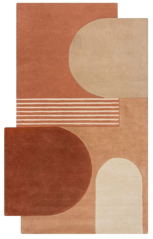 Terrakotta színű kézi szövésű gyapjú szőnyeg 200x290 cm Lozenge Terracotta – Flair Rugs