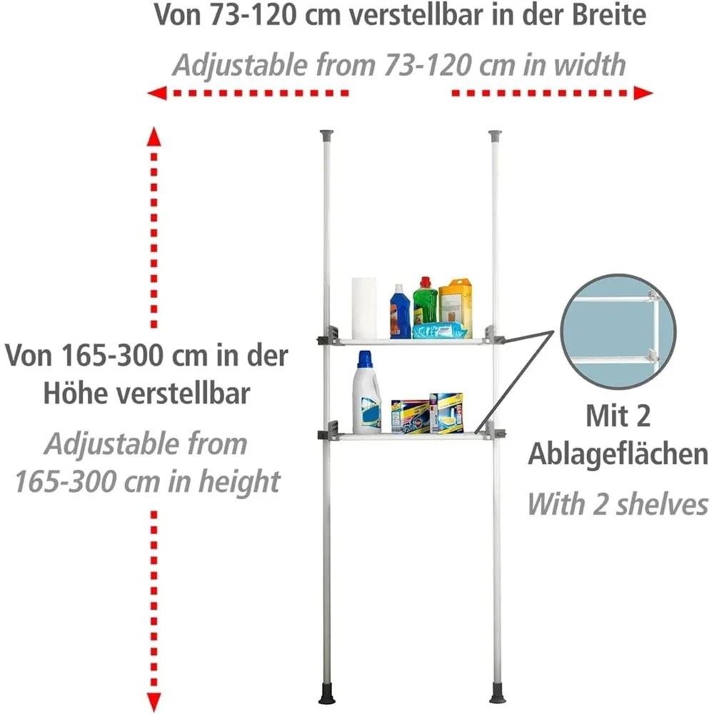 Fehér fém fürdőszobai polcos állvány 120x300 cm Herkules – Wenko