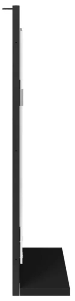 fekete szerelt fa fürdőszobai tükör polccal 50x12x60 cm