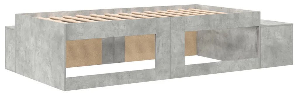 Ágykeret tárolóval Beton Szürke 234 x 103 x 53.5 cm Faanyag