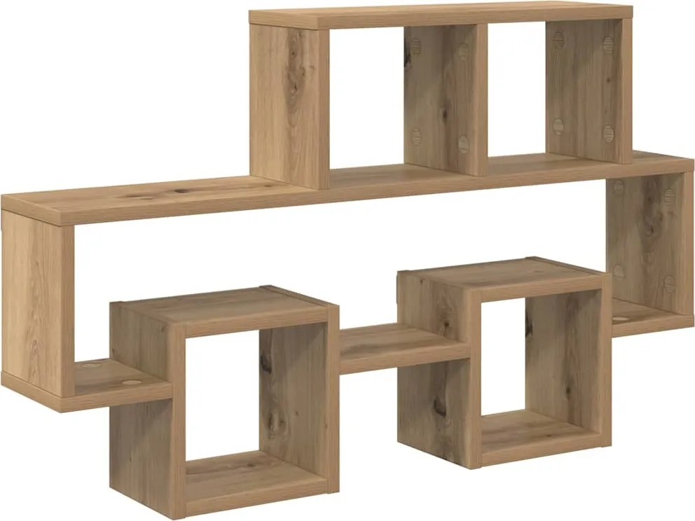 vidaXL Falpolc polcokkal kézműves tölgy 82 x 15 x 51 cm Faanyag
