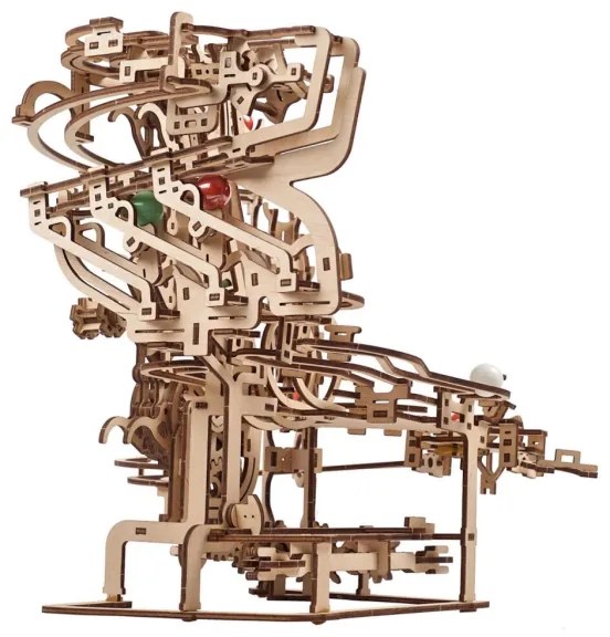 Ugears - 3D fa mechanikus puzzle Üveggolyó pálya lánc