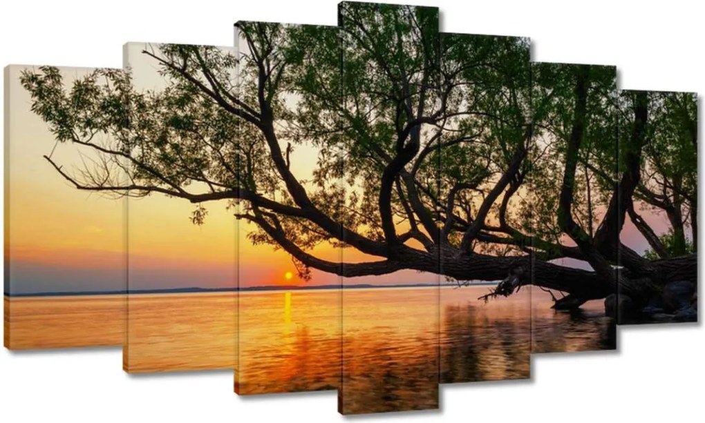 Vászonkép 140x80 Fa Levelek Tó