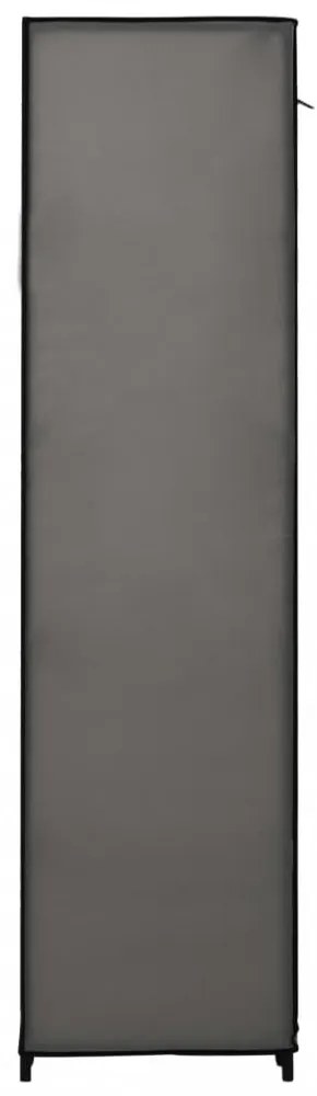 szürke szövet ruhásszekrény tárolórekeszekkel 150 x 45 x 176 cm