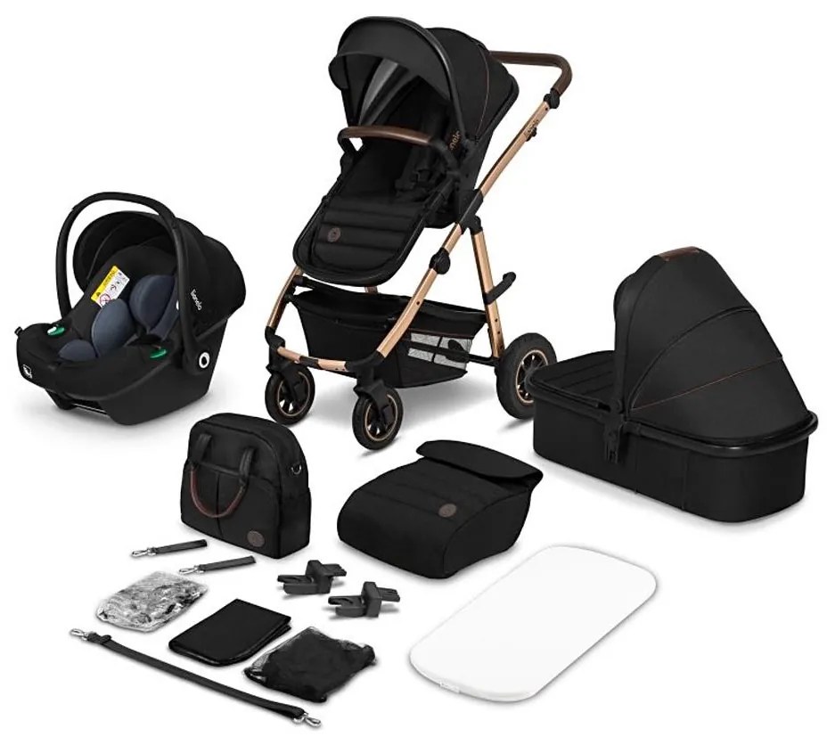 Lionelo - Kombinált 3 az 1-ben babakocsi AMBER Fekete ónix