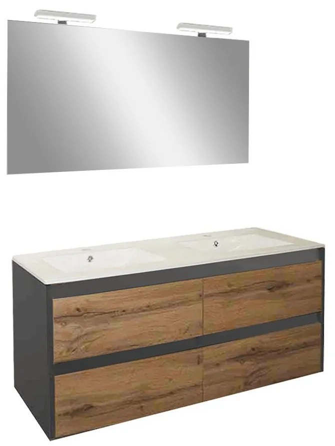 Porto Prime 120 komplett fürdőszoba bútor antracit-country tölgy színben