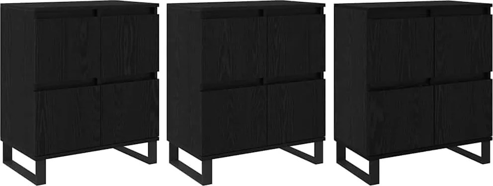 vidaXL Széf 3 pcs Fekete tölgy 60 x 35 x 70 cm