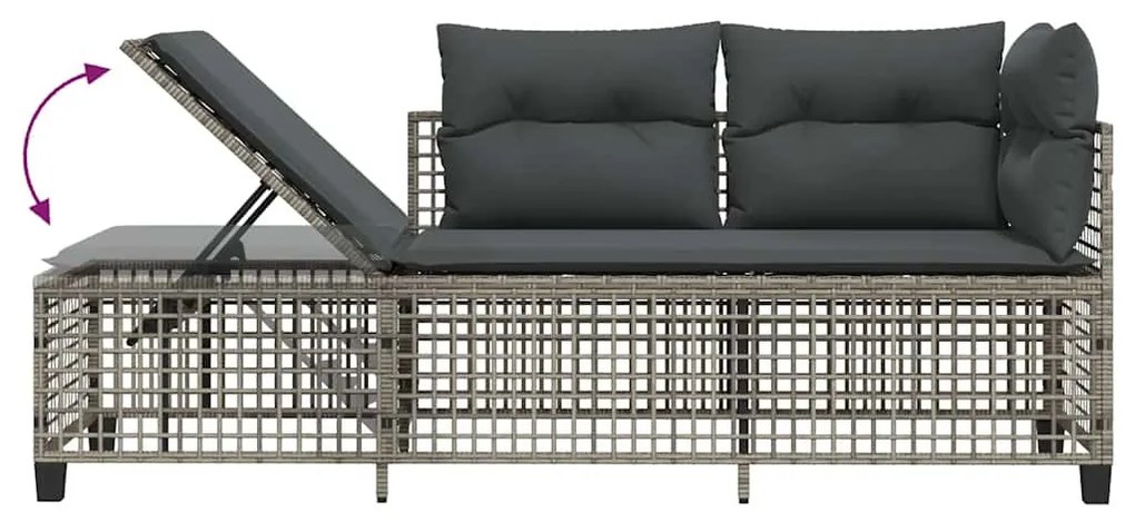 3 részes szürke polyrattan kerti sarokkanapészett párnákkal