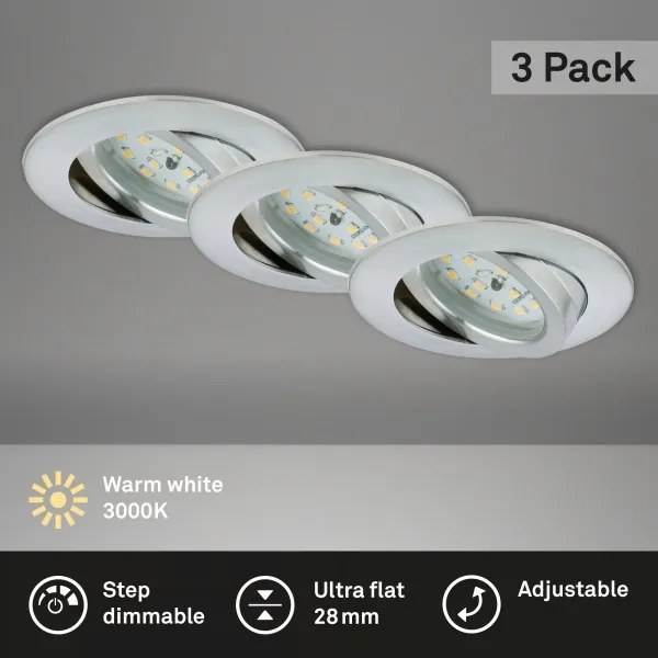 Briloner 7296-039 - 3 darabos LED szett fürdőszobai beépíthető mennyezeti lámpatest 1xLED/6,5W/230V IP23
