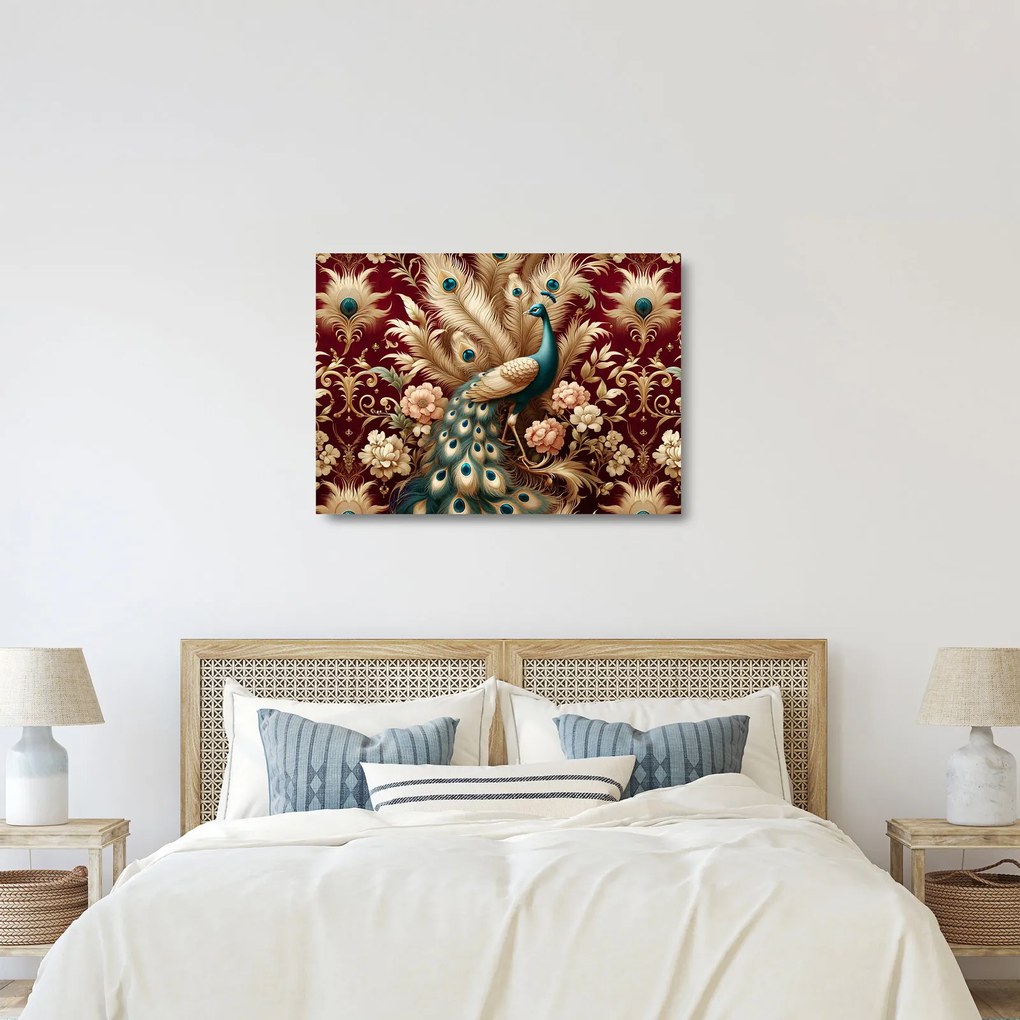 Üveg kép – Elegáns páva (70x50 cm)