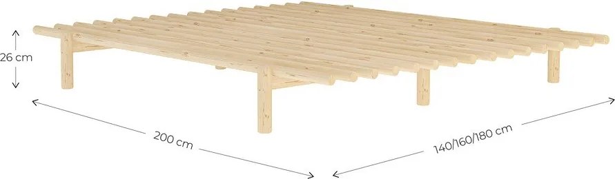 Borovi fenyő franciaágy ágyráccsal 140x200 cm Pace – Karup Design