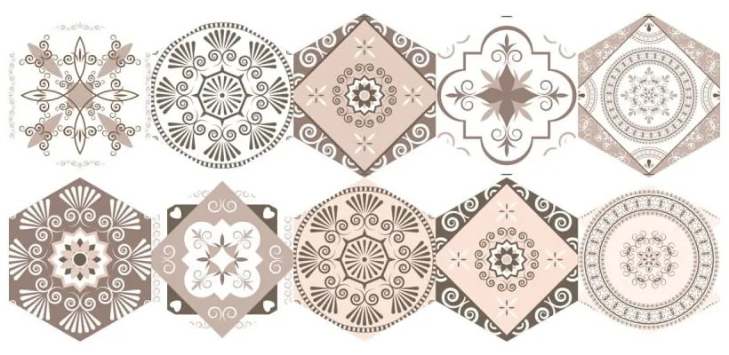 Floor Stickers Hexagons Cornalina 10 db-os padlómatrica szett, 40 x 90 cm - Ambiance