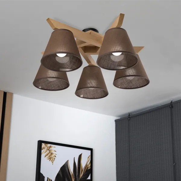 Brilagi - LED  Felületre szerelhető csillár  ANTHONY 5xE14/40W/230V tölgy/barna