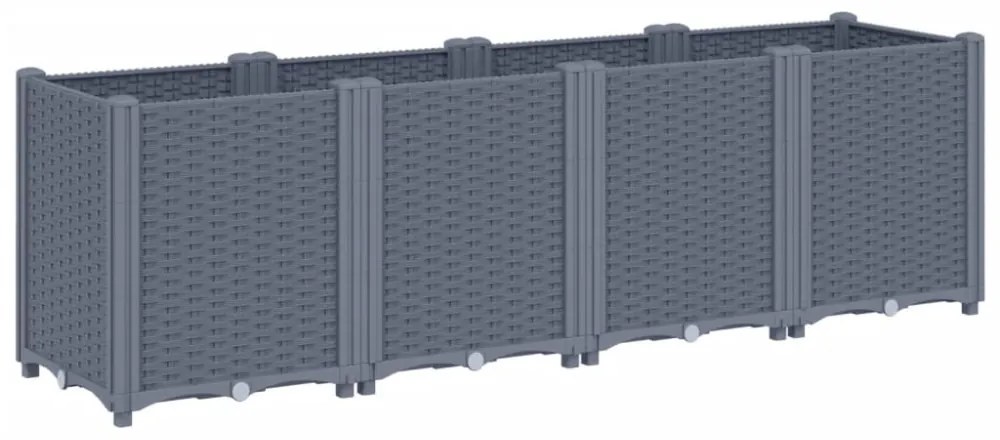 kékszürke polipropilén kerti ültetőláda 160 x 40 x 53 cm